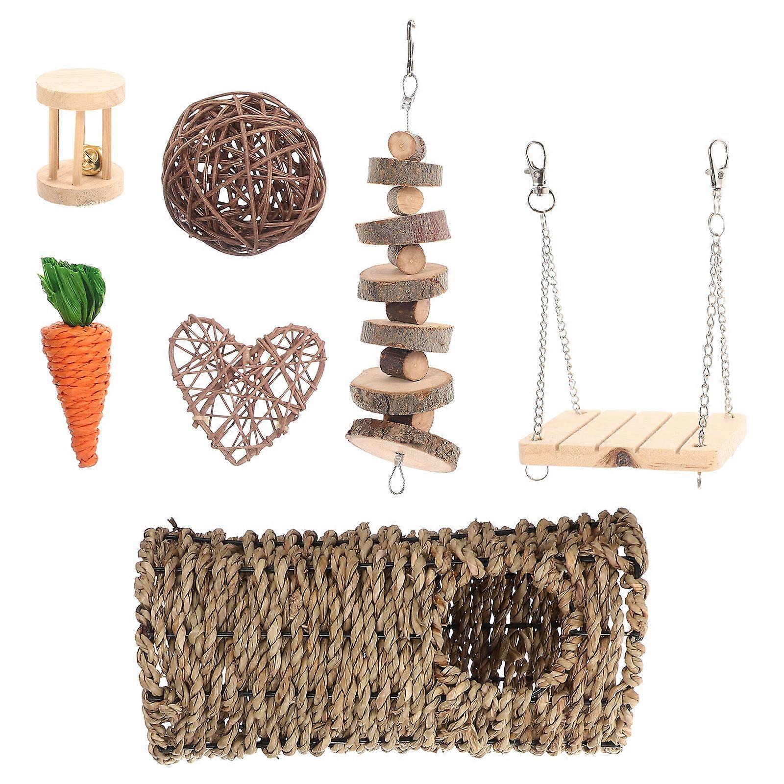 Wooden Pet Chew Toys for Playing Assorted Color Durable and Practical Bunny Teething Toys 1 Set