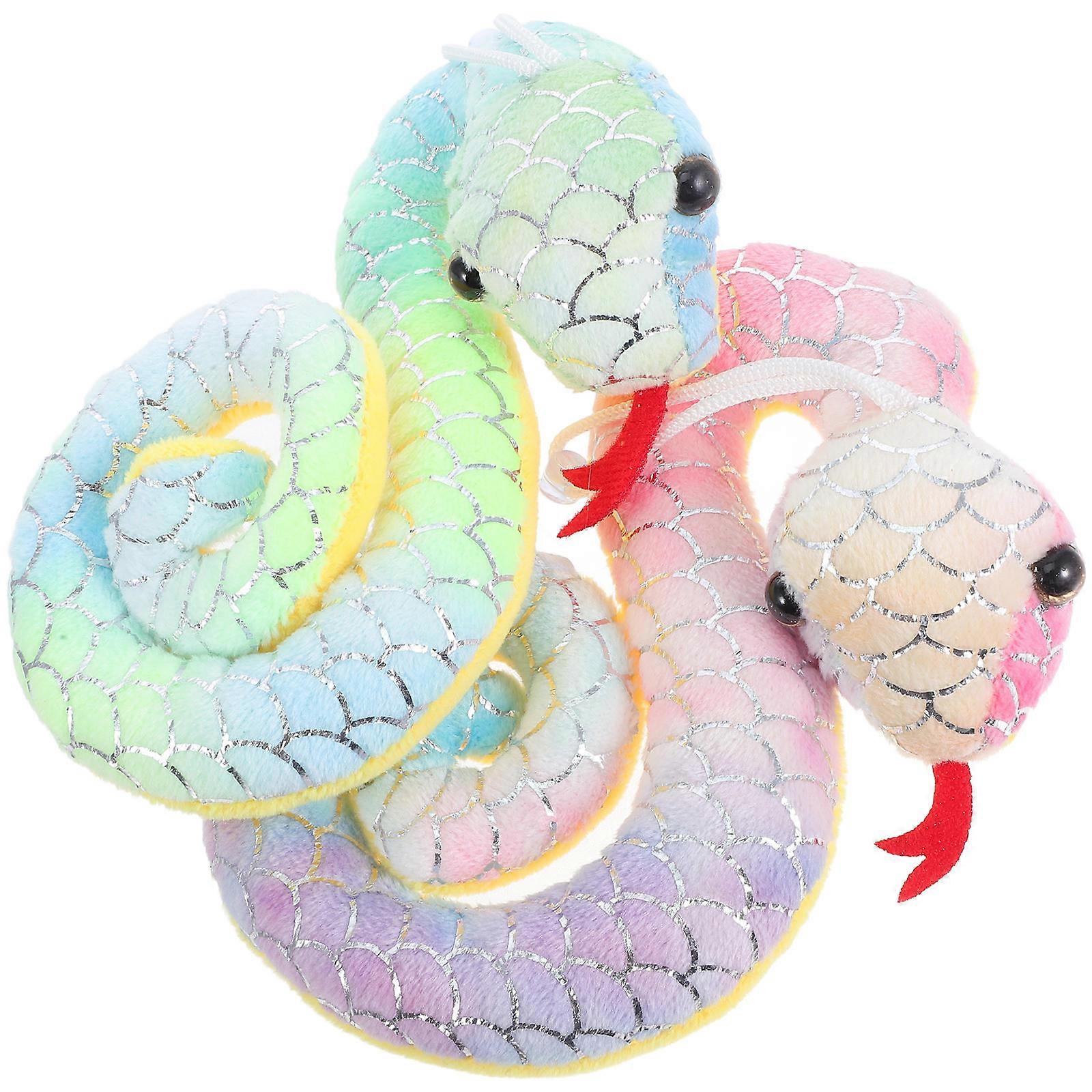 Cute Snake Plush Toys for Decor Wealth Symbol and in Assorted Colors 2 Pieces