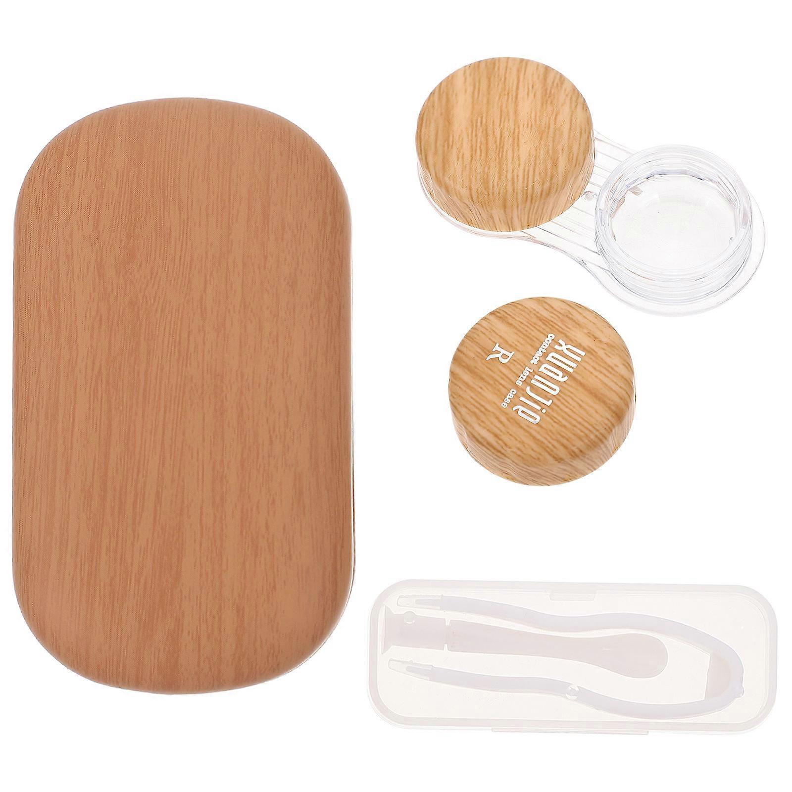 Lens Container Eye Box Travel-Friendly Design For Users Light Brown Rectangular Shape Leak-Proof Features 1 Set
