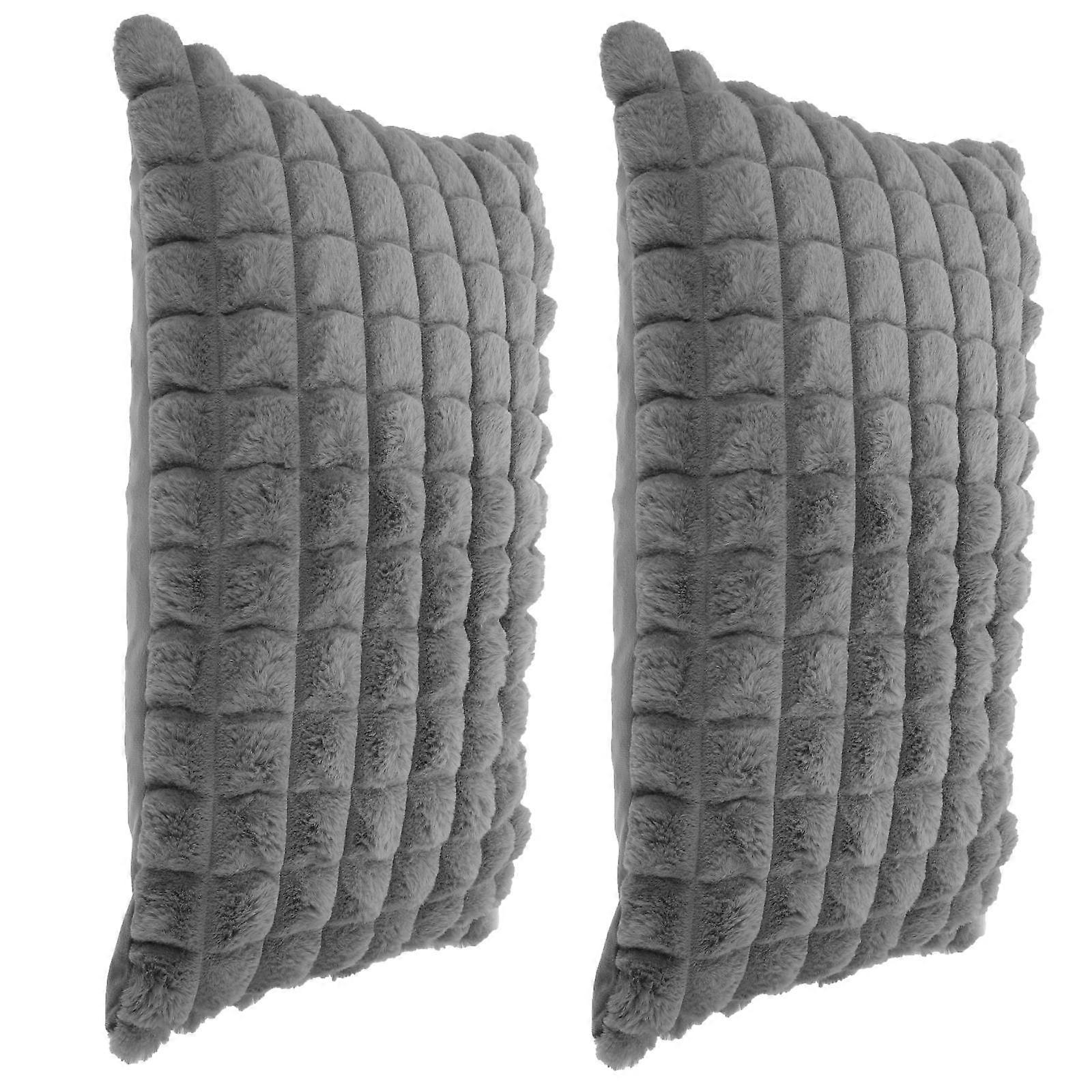 Soft Sofa Cushion Covers Ideal For Enhancing Living Room And Bedroom Aesthetics In Grey Color Designed With Simple And Chic Look 2Pcs