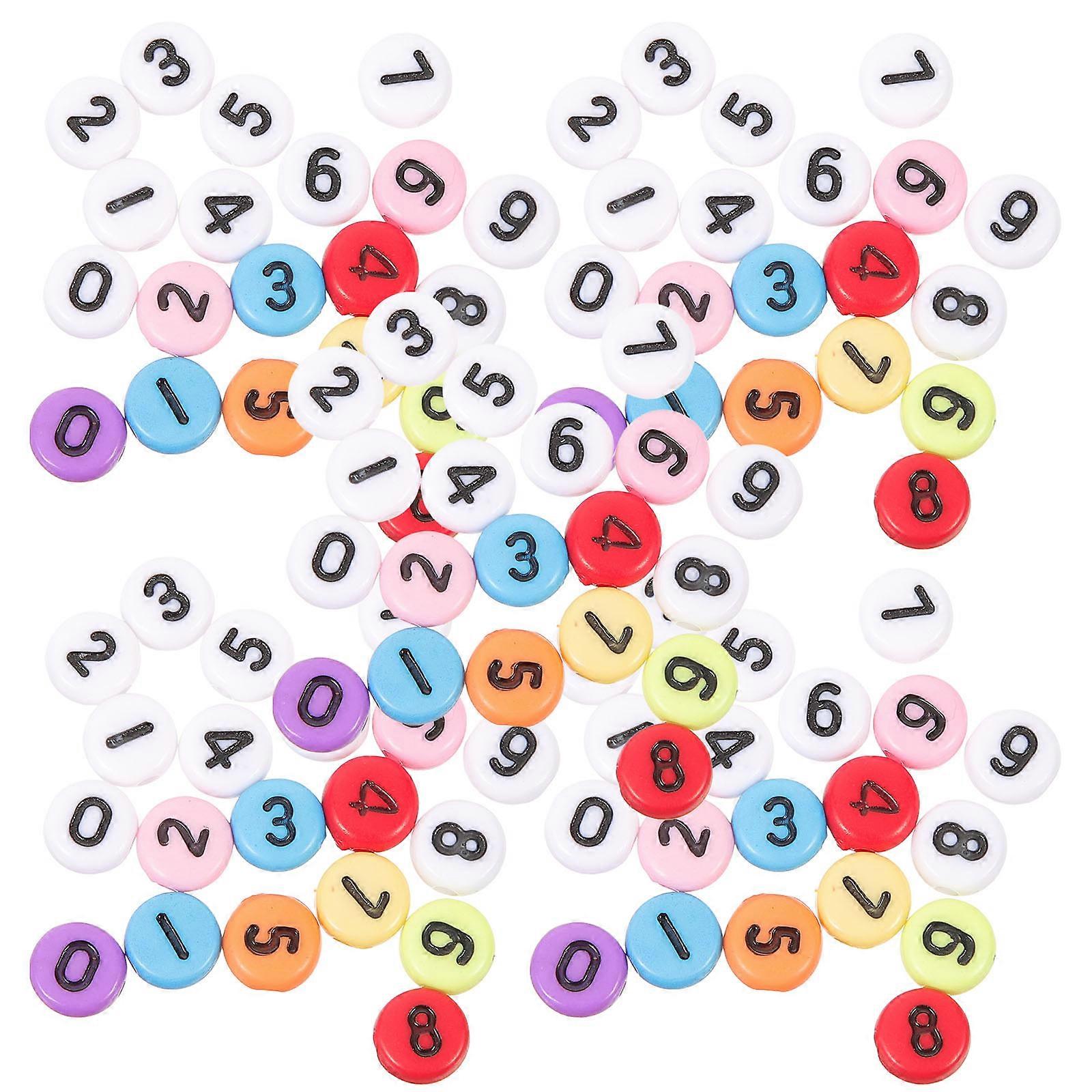 Acrylic Number Beads for DIY Bracelet Making and Decor Assorted Color 200Pcs