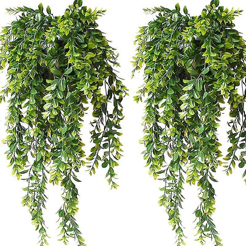 4Pcs Artificial Hanging Plants Green Ivy Faux Leaves Plastic Fake Hanging Garland Ivy Wreath for Garden Decoration