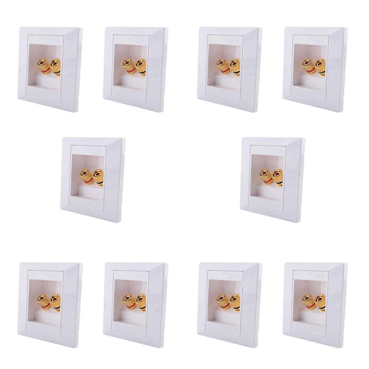 10X Wall Socket Connection Port with 2 Jack Speaker White