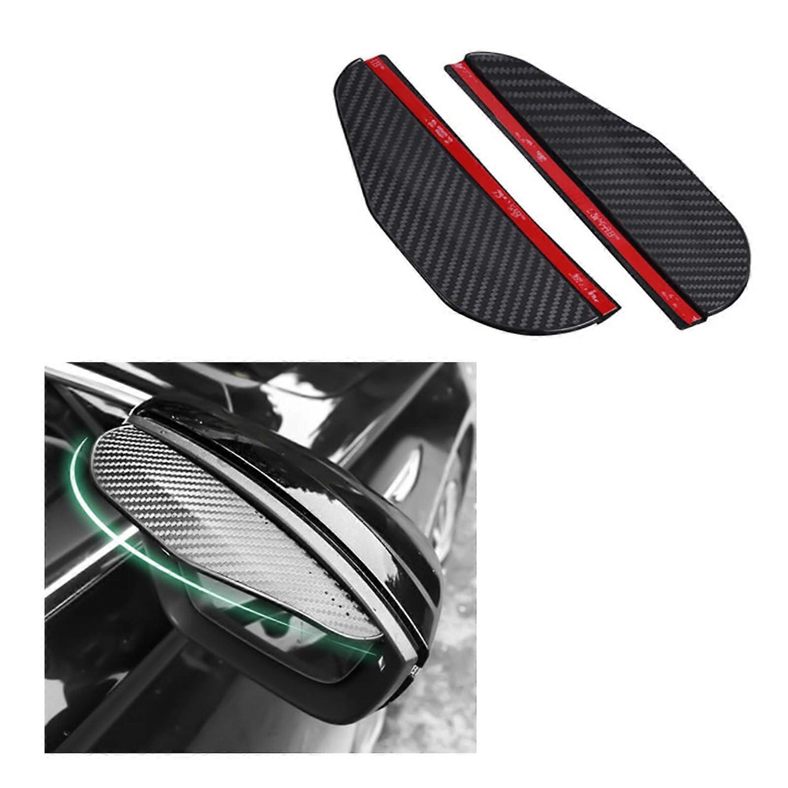 Compatible with Volvo XC40 2018, Pack of 2 Car Rear View Mirrors, Rain Guard, B Carbon Fiber Look.