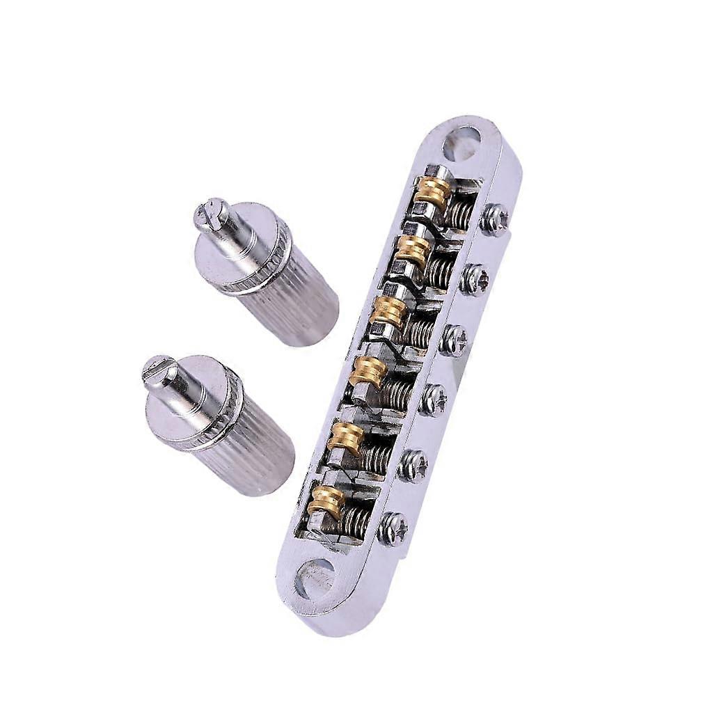 Guitar Roller Saddle Accessory with Post Hole 2 Matching Studs Lock Tailpiece Guitar Musical Instrument Silver