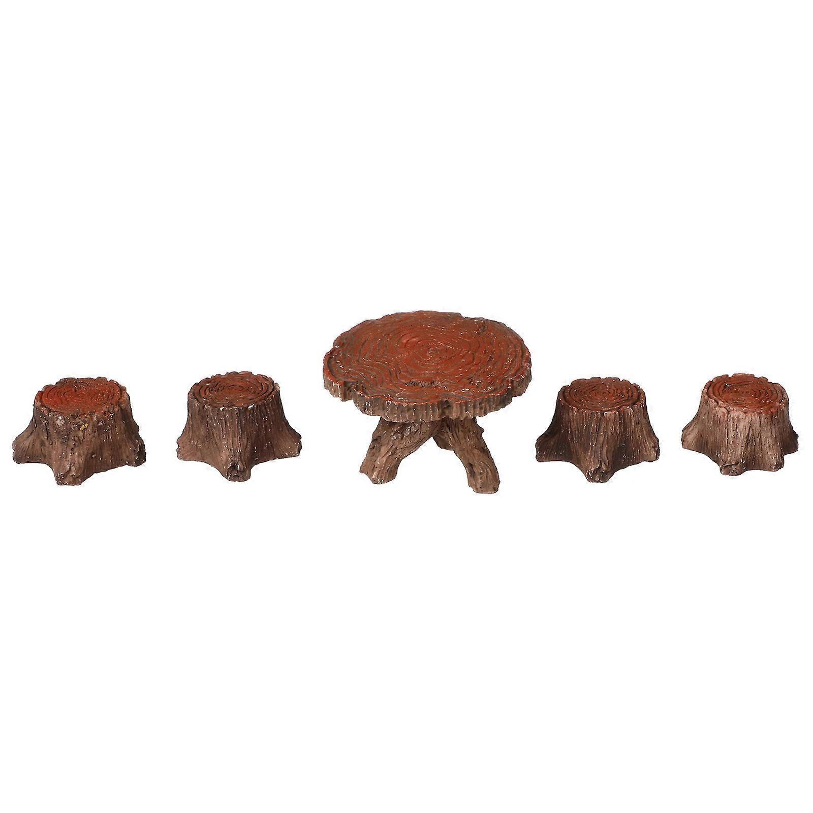 Micro Landscape Ornament Set, Resin Made Miniature Table Chair for Beautiful