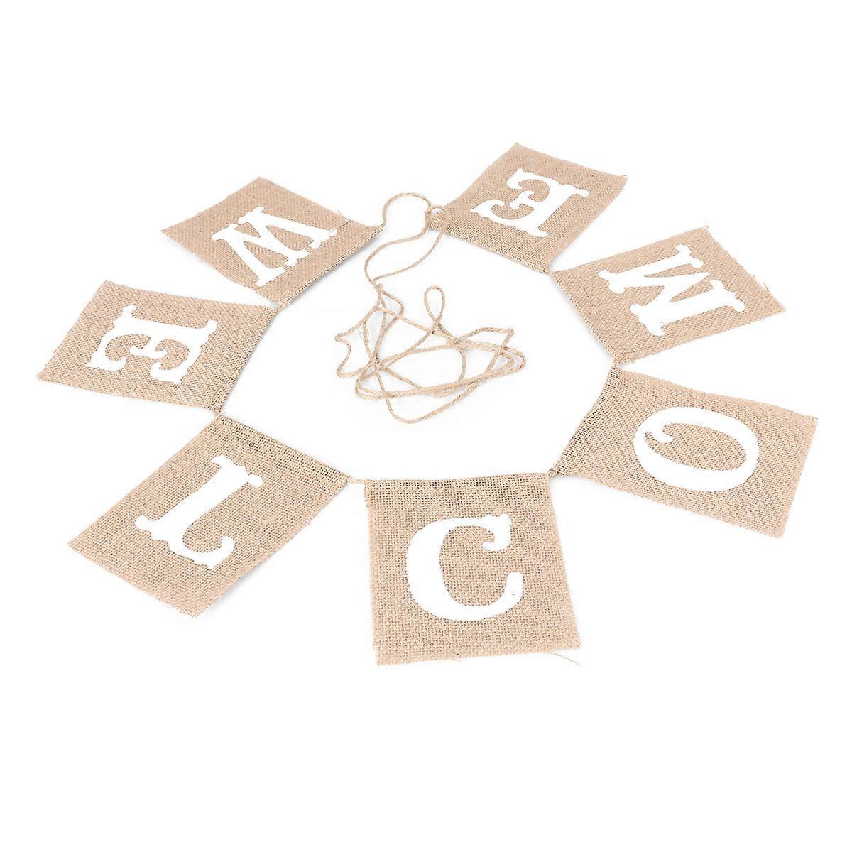 Welcome Banner Garland, Non-Woven Burlap for Parties and Festivals, 2.8m Long