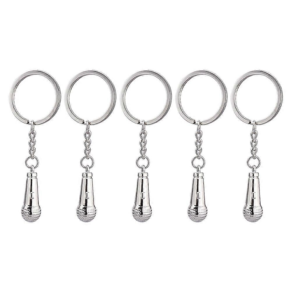 Microphone Keychain 3D Microphone Pendant for Key Hanging 5Pcs Set