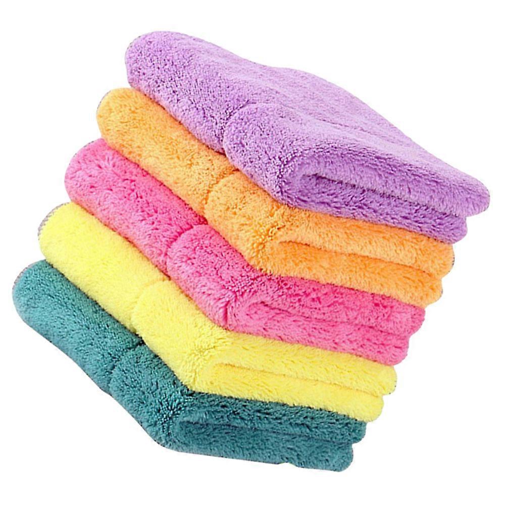 Durable Bamboo Fiber Dish Cloths for Kitchen Use Assorted Color Easy to Dry 5 Pieces