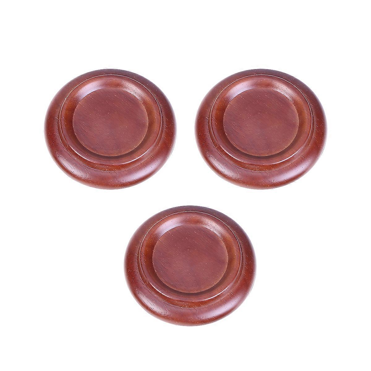 3pcs Solid Wood Piano Caster Cups with Non Slip Eva Bottom Floor Protector Mats for Upright Piano Legs   Sound Insulation and Shockproof   Brown