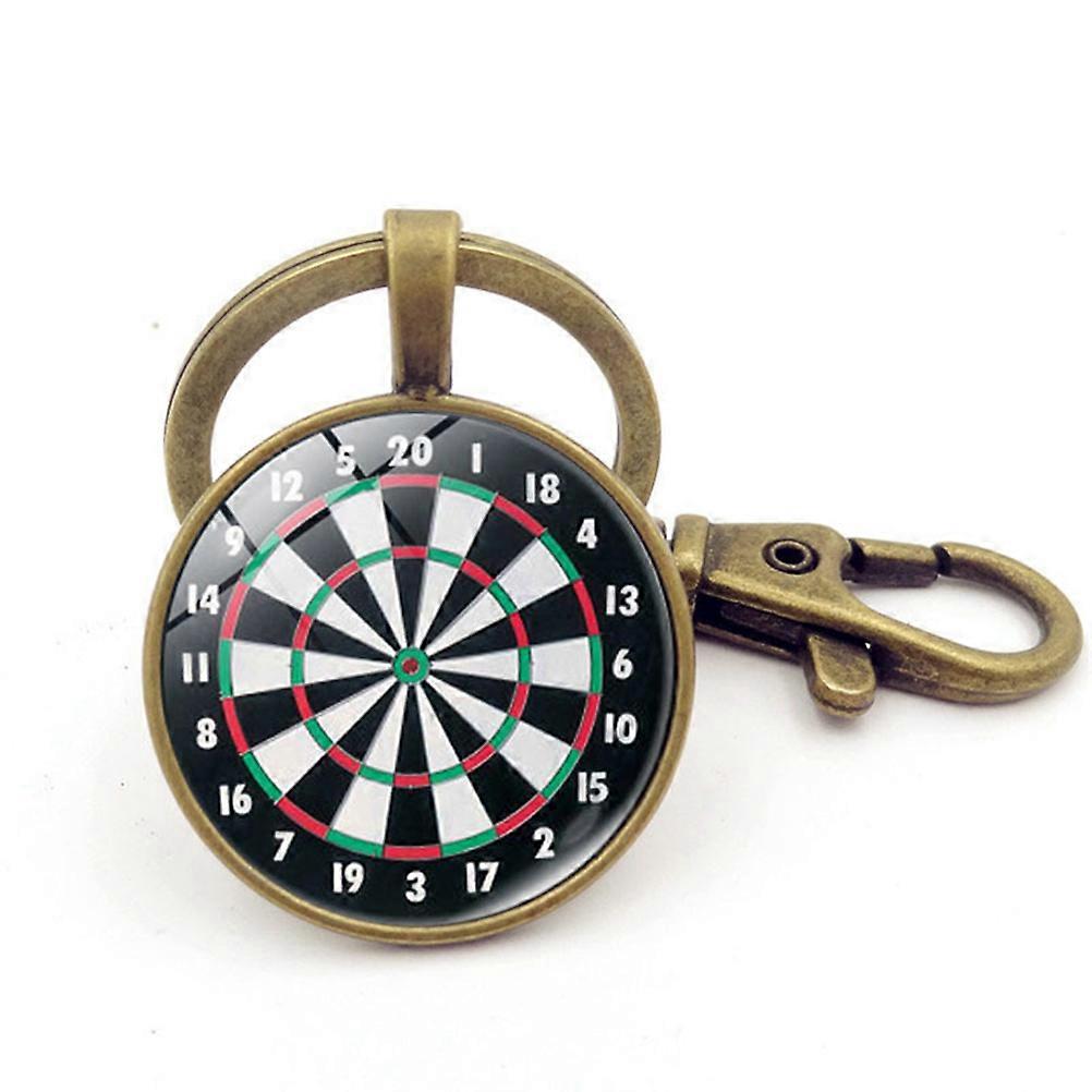 Retro Darts Key Holder Pendant – Unique Glass Keychain with Creative Design, Durable Alloy Key Rings Craft Ornaments for Bags and Wallets