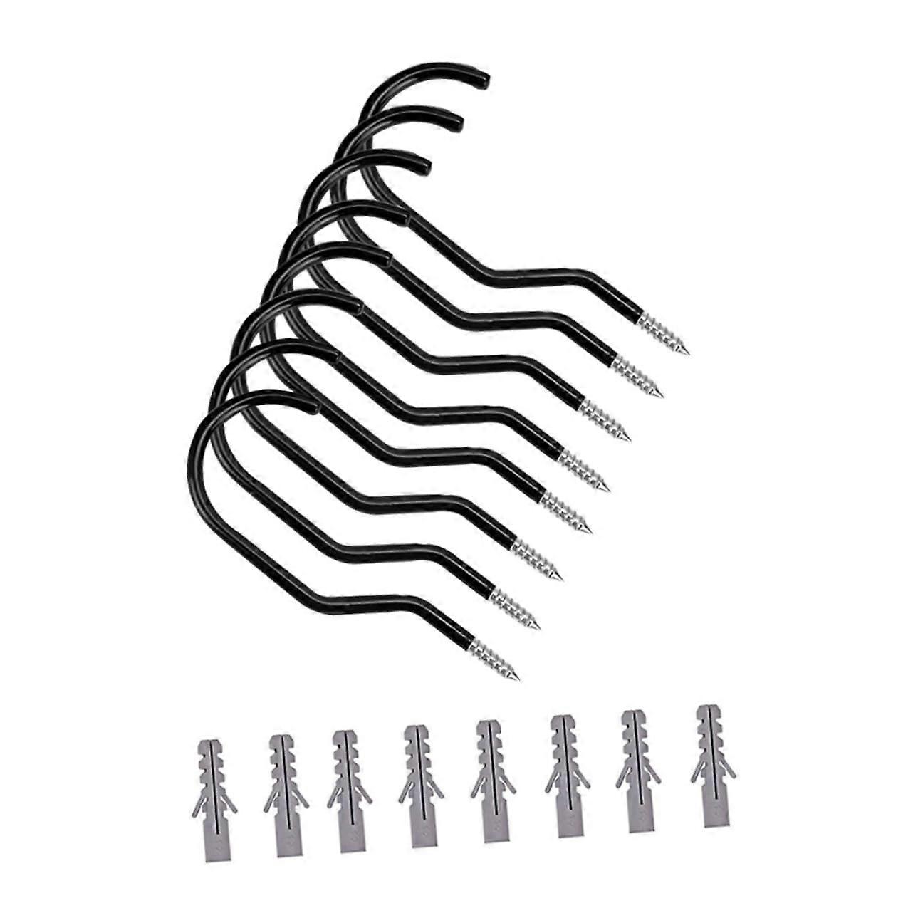 4-Pack Bike Hooks with Screws, Heavy-Duty Wall and Ceiling Mounts for Space-Saving Storage of All Bike Types, Black