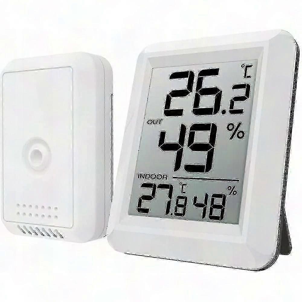 Wireless Indoor Outdoor Thermometer Hygrometer White