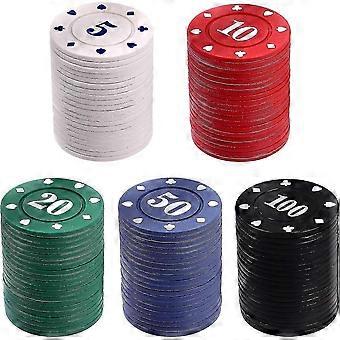 100pcs Poker Chips Set Poker Roulette Casino Chips Counting Counters With Value Coloured Game Chips Game Tokens For Math Learning Entertainment Part