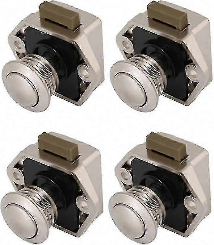 4 Pcs Push Button Latch - Mini Cabinet Door Lock, Keyless Drawer Lock for Easy Access