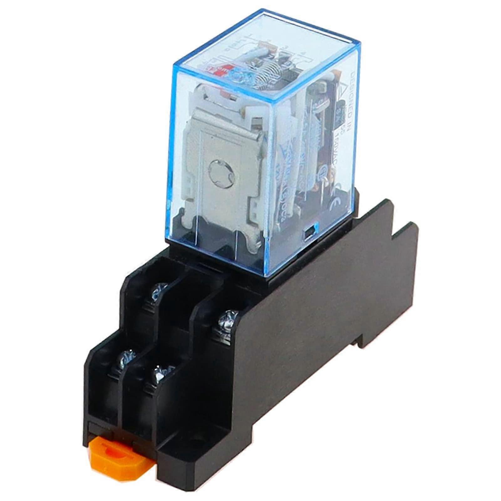 10 pieces MY2P HH52P MY2NJ relay DPDT micro mini electromagnetic relay switch with socket base DC 12V 24V 36V 48V 110V 220V (Size: DC 12V)