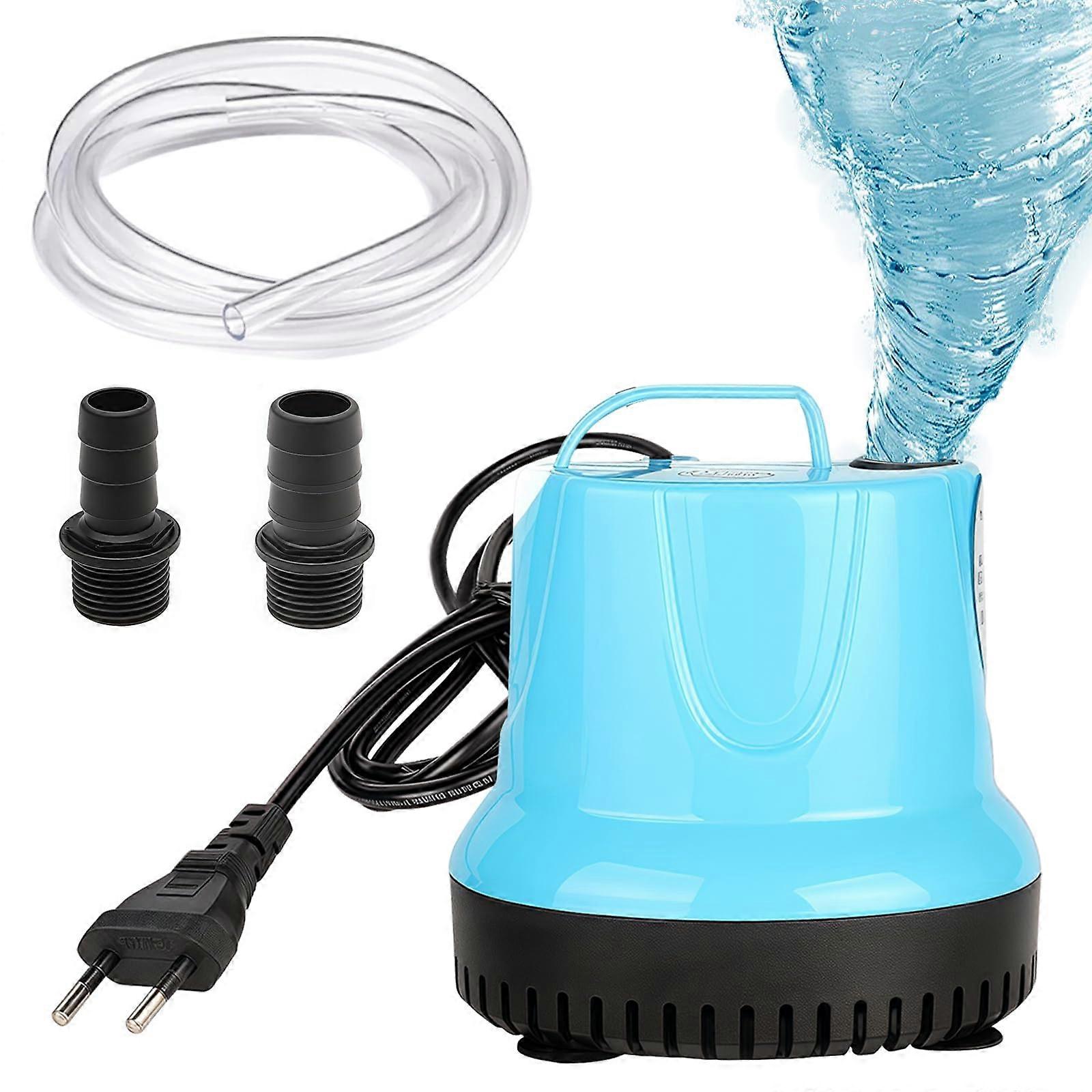 35W 2000L/H Mini Submersible Pump with 3 Nozzles  1.5m Hose (Blue)