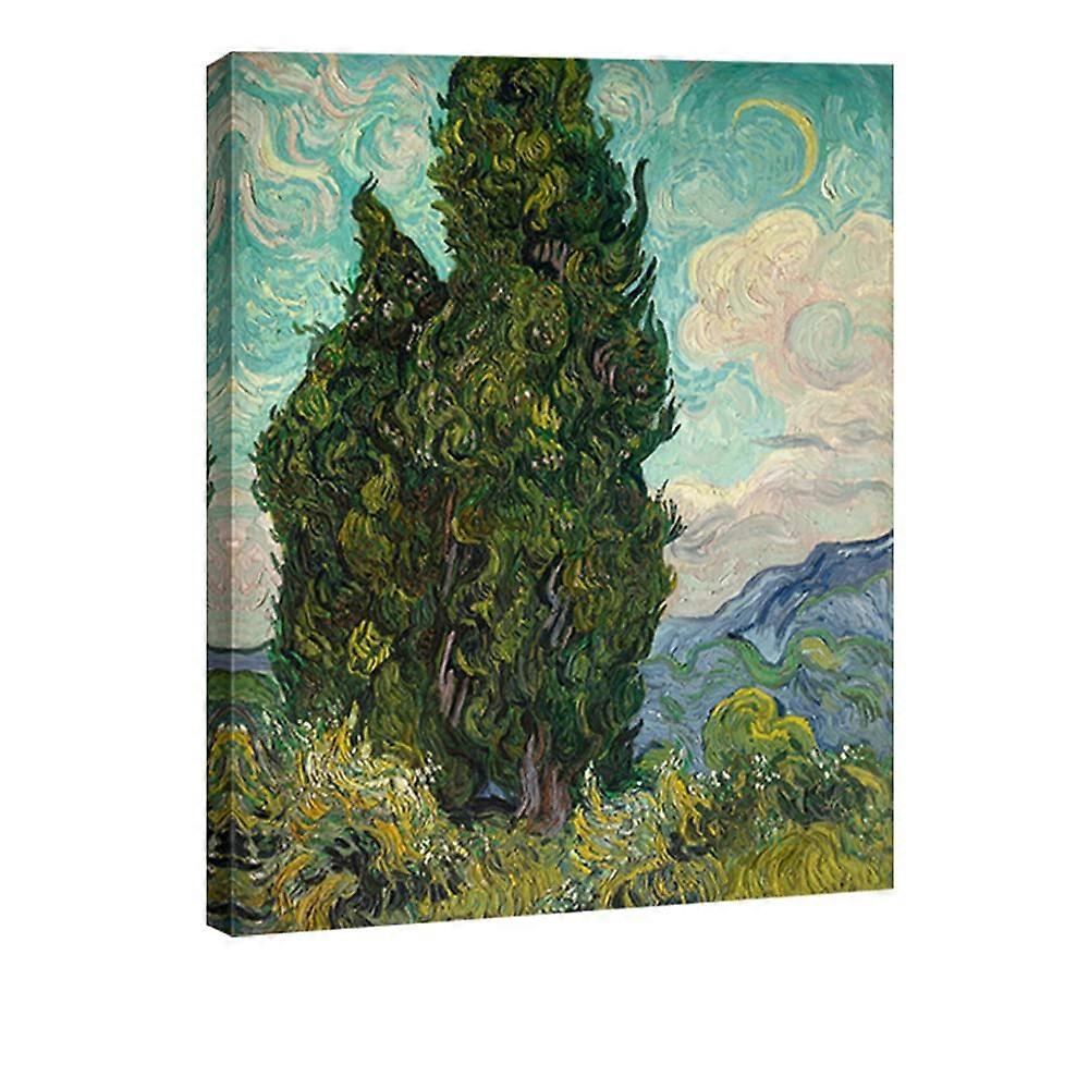 Cypresses Classic Giclee Canvas Prints Wall Art Reproduction, Modern Abstract Forest Landscape, 40 X 30 Cm Green