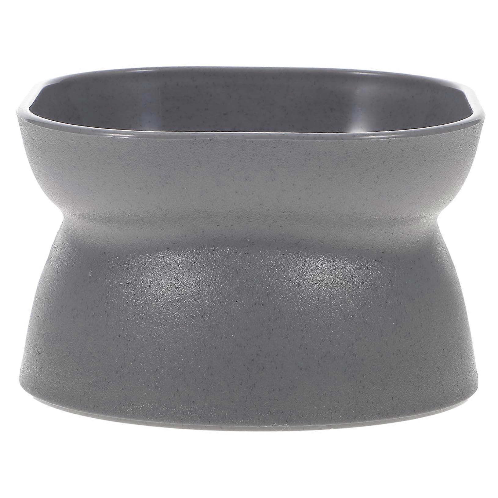 Oblique Mouth Cat Bowl Durable Tilted Pet Dish Non Slip Base Dark Gray Double Sided Design Safe Material for Cats