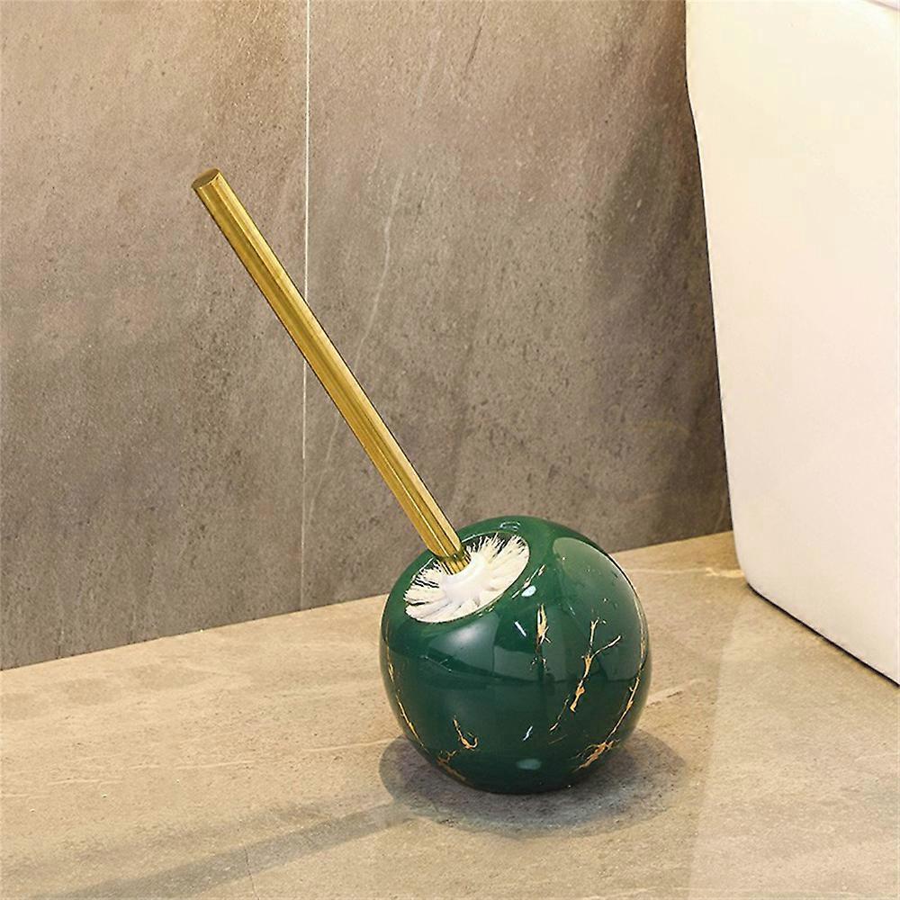 TKdaddy Creative Ceramic Base Toilet Brush Long Handle No Dead Angle Bathroom Cleaning Tool Green