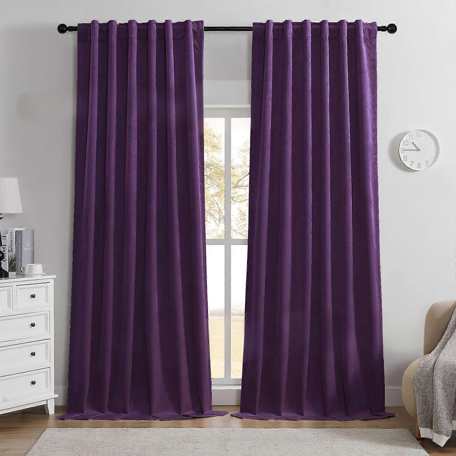 2025最新モデルパープルベルベットカーテン84インチ長2パネルセット、メディア映画館の部屋