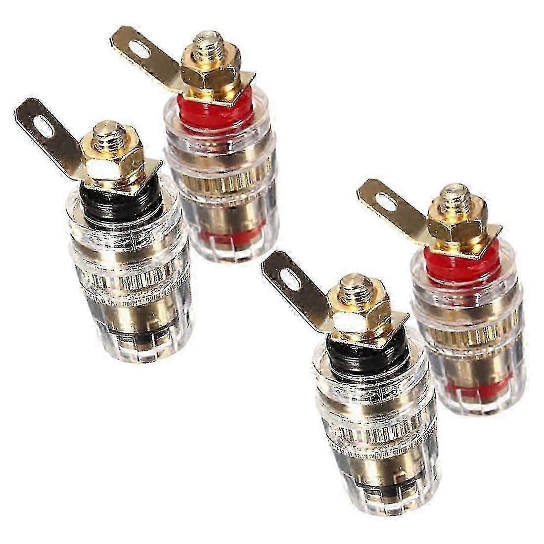 New 4-Piece Amplifier Speaker Terminal Binding Posts with 4mm Banana Plugs Jacks