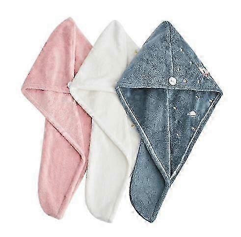 Dry hair cap embroidered coral fleece
