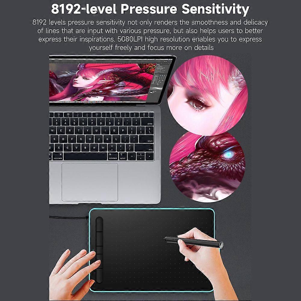 VSON WP9620N Graphics Tablet Drawing Tablet with 8192 Levels Pressure Sensitivity 5080LPI Resolution 230PPS Read Speed Blue