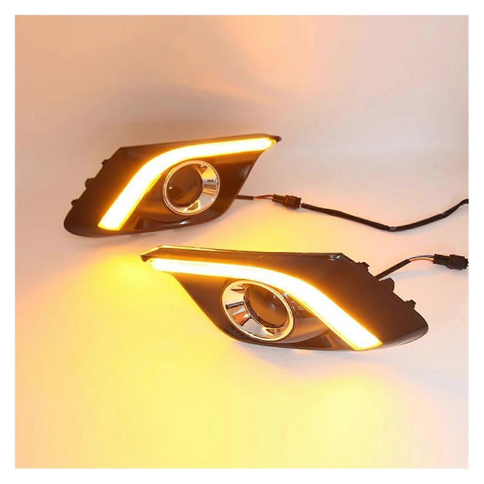 Indicator Lens Blinker For Mazda 3 Axela 2014-2016 LED Daytime Running Lights Fog Lamp With Turn Signal Light White Yellow 2Pcs