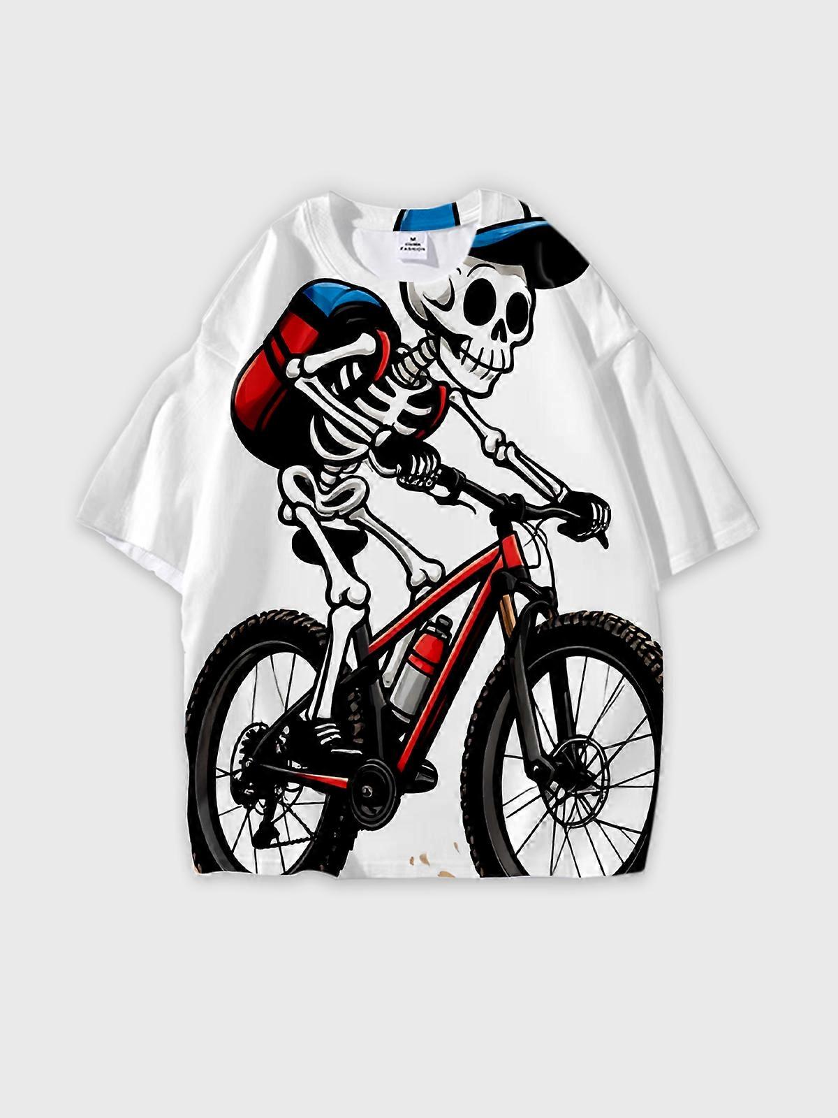 T-Shirt Round Neck, Loose Short Sleeve Pattern Graphic Tee, Unisex Summer Casual Top V3122
