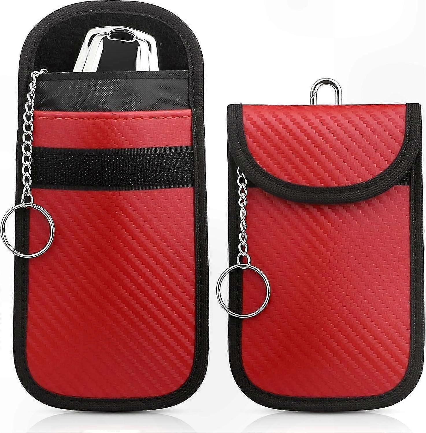 Waterproof RFID Key Pouch with Fob Protector for Remote Entry Systems [Red]