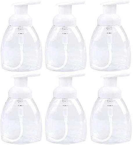 Bottiglia ovale per pompa per dispenser di sapone in plastica trasparente con tappo di plastica bianca 10 once (approssimazione
