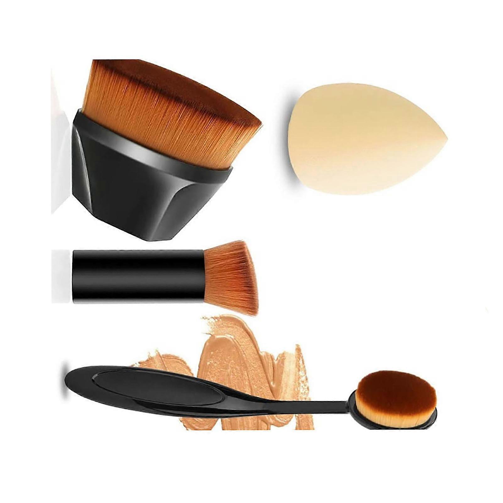 4Pcs Makeup Brushes Set Professional Easy Using Sponge Egg Cosmetic Brushes for Beginners Enthusiasts Black 