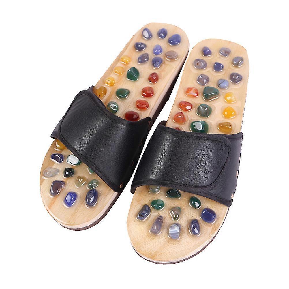 Massage Sandals Foot Sole Acupoints Relax Function 1Pair Black Color