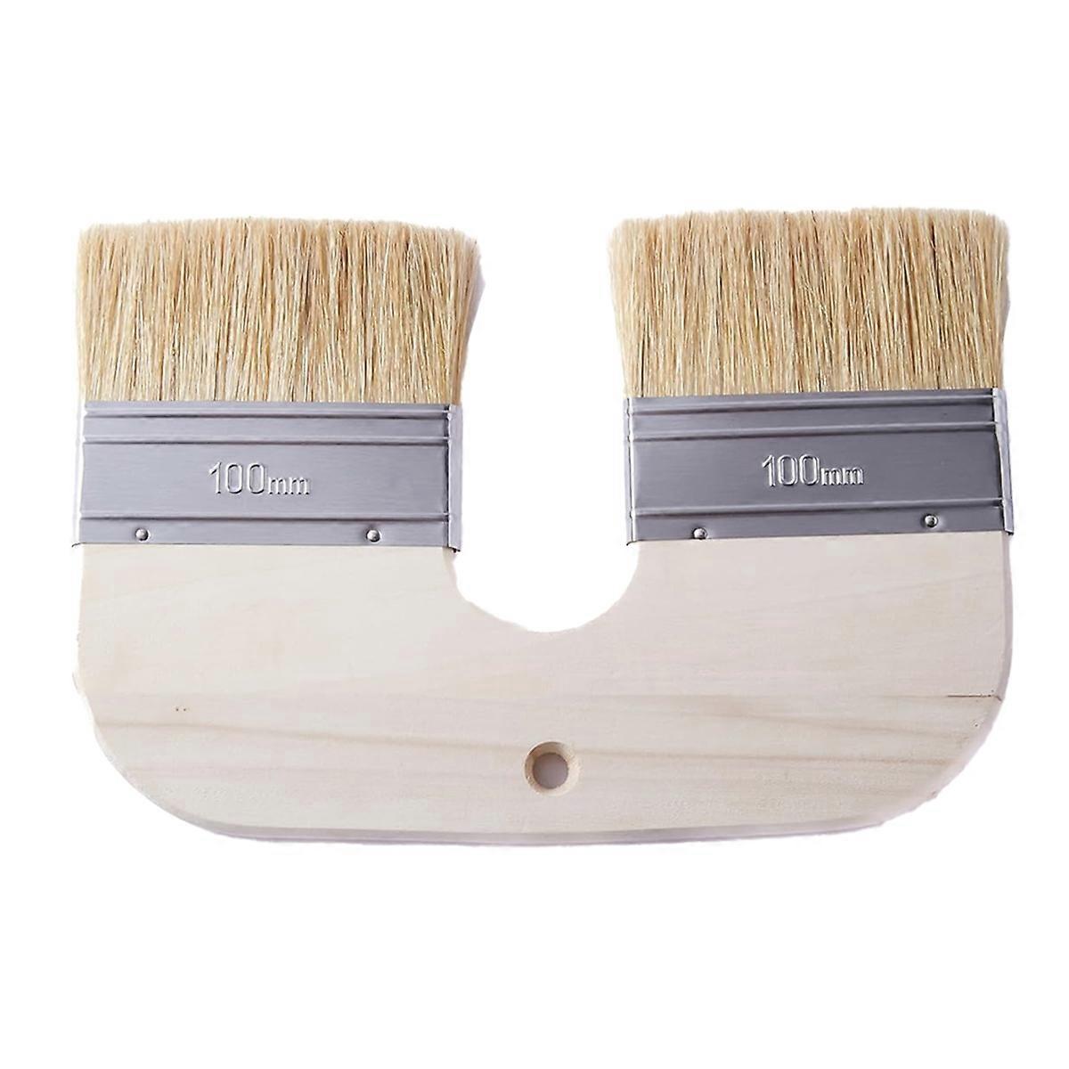 Limewash Paint Brush Natural Bristle - 4 Inch Wide U-Shaped Double Brush for Limewash on Brick and