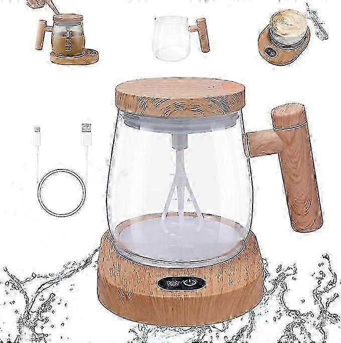 USB-Charging Automatic Mixing Cup with 55C Constant Heat, Glass Design and Lid for Travel Use