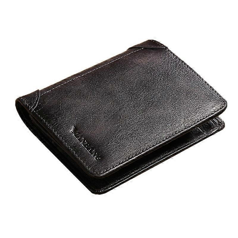 MANBANG 00877 Genuine Leather Tri-fold Wallet Classic Style RFID Blocking Card Pouch Billfold Coin C