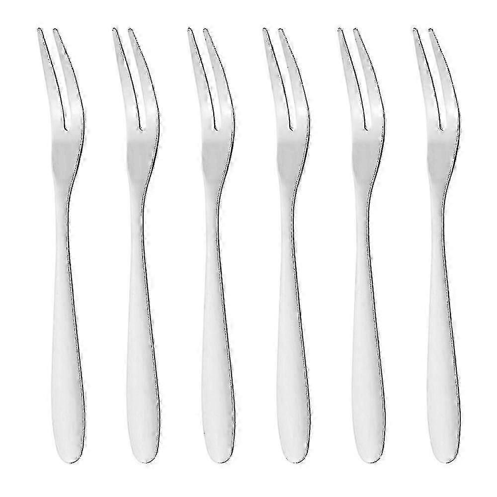 6pcs Forks, Mini Forks For Oyster And Shellfish, Appetizers Tasting Forks, Cocktail Fruit Forks-AF