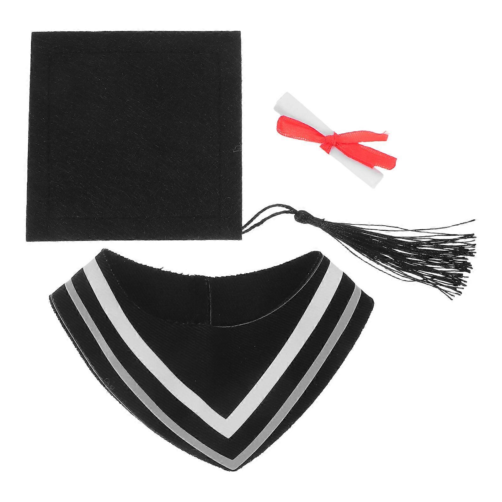 Assorted Color Plush Toy Graduation Dress Up Costume With Collar Hat For Enhancing Imagination And Creativity 1 Set