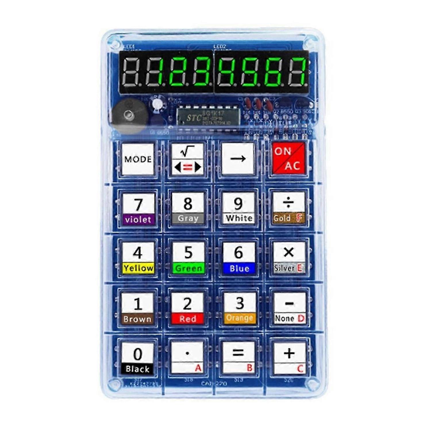 DIY Calculator Kit LED Display Calculator Electronic Making with Batteries for Learn Soldering Assem