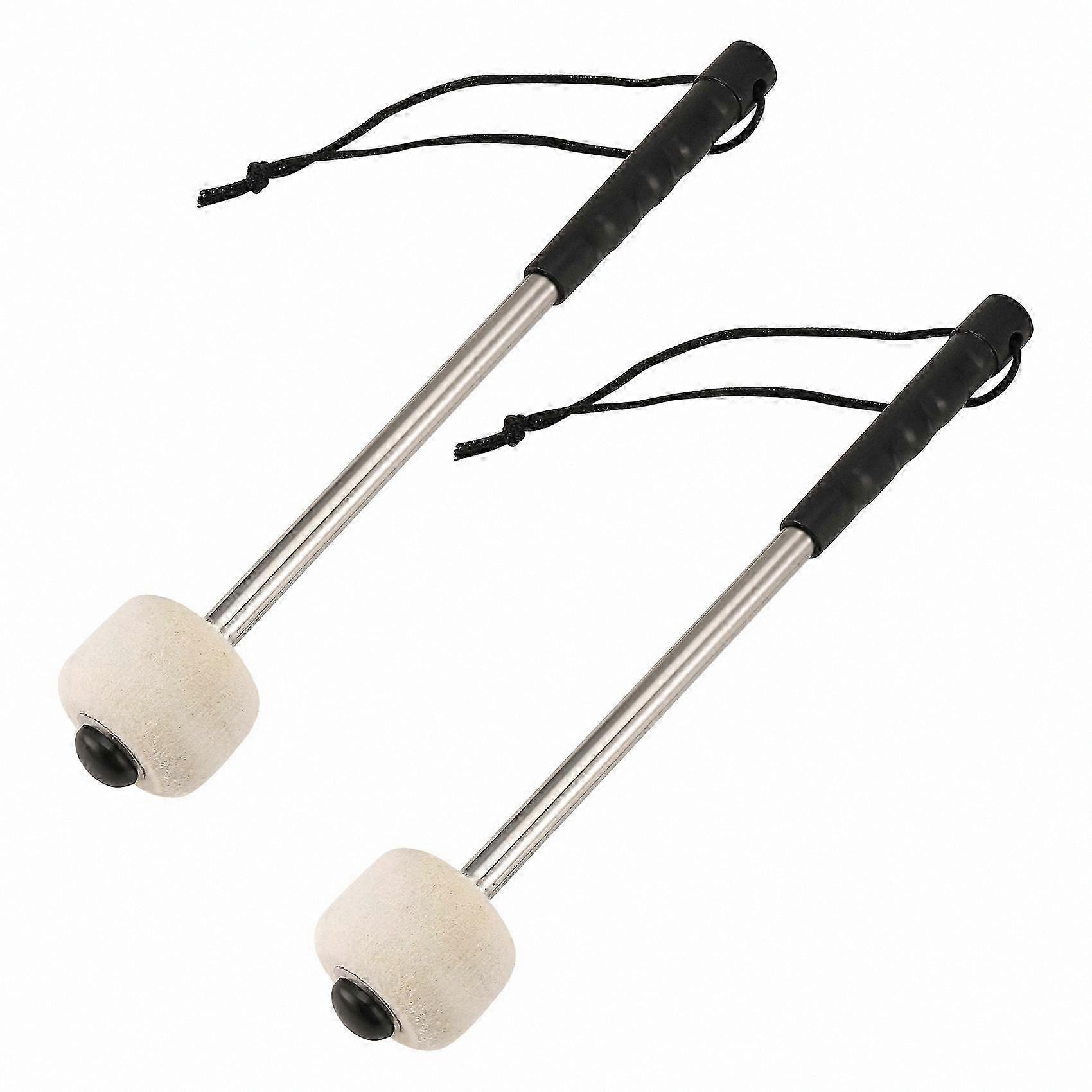 Pair of 12.5" Bass Steel Drum Mallets, Soft Wool Felt Drumsticks for Percussion Instruments