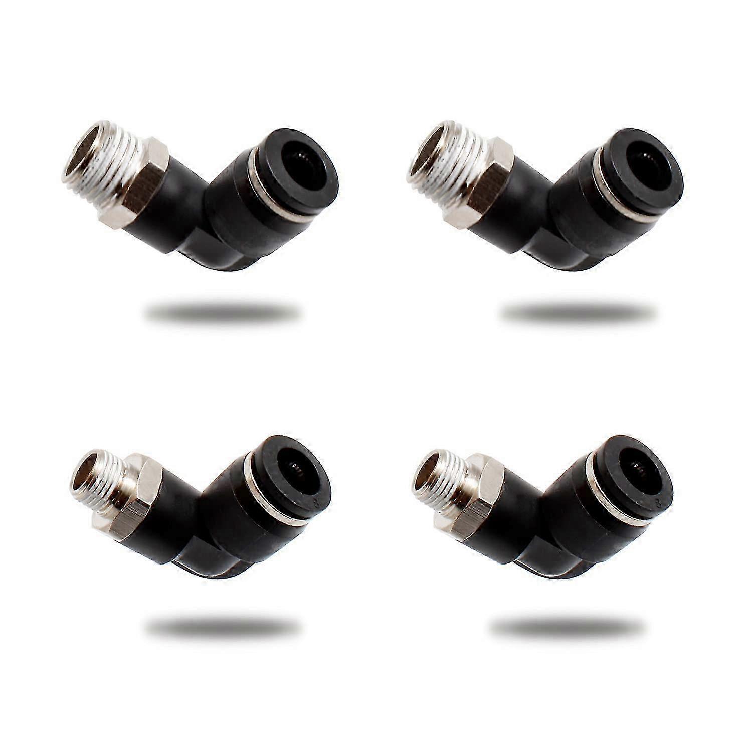 Pieces Pneumatic Fitting, Two Different Models (8MM 1/4" and 8MM 1/8") Male Thread Pneumatic Connectors, Black