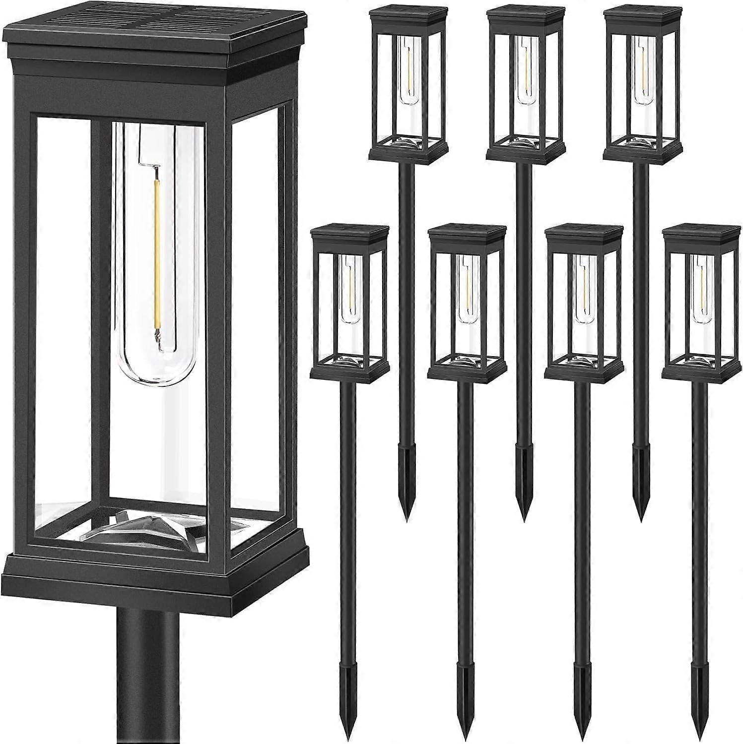 Garden Lights Solar Powered Stake Lights 8-Pack Waterproof LED Auto On/Off Path Lights for Garden Patio Lawn Walkway
