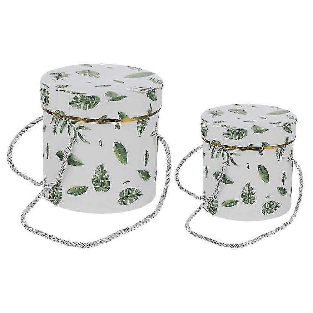 2Pcs Portable Florist Hat Boxes Gift Box Packaging Boxes Round Flower Wrapping Box