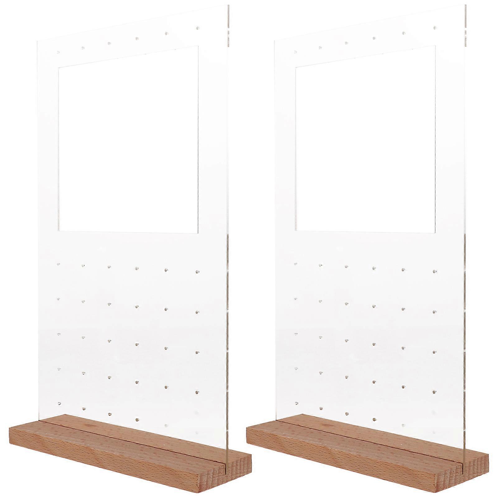 10Sets Acrylic Earring Display Rack with Wooden Base for Storage