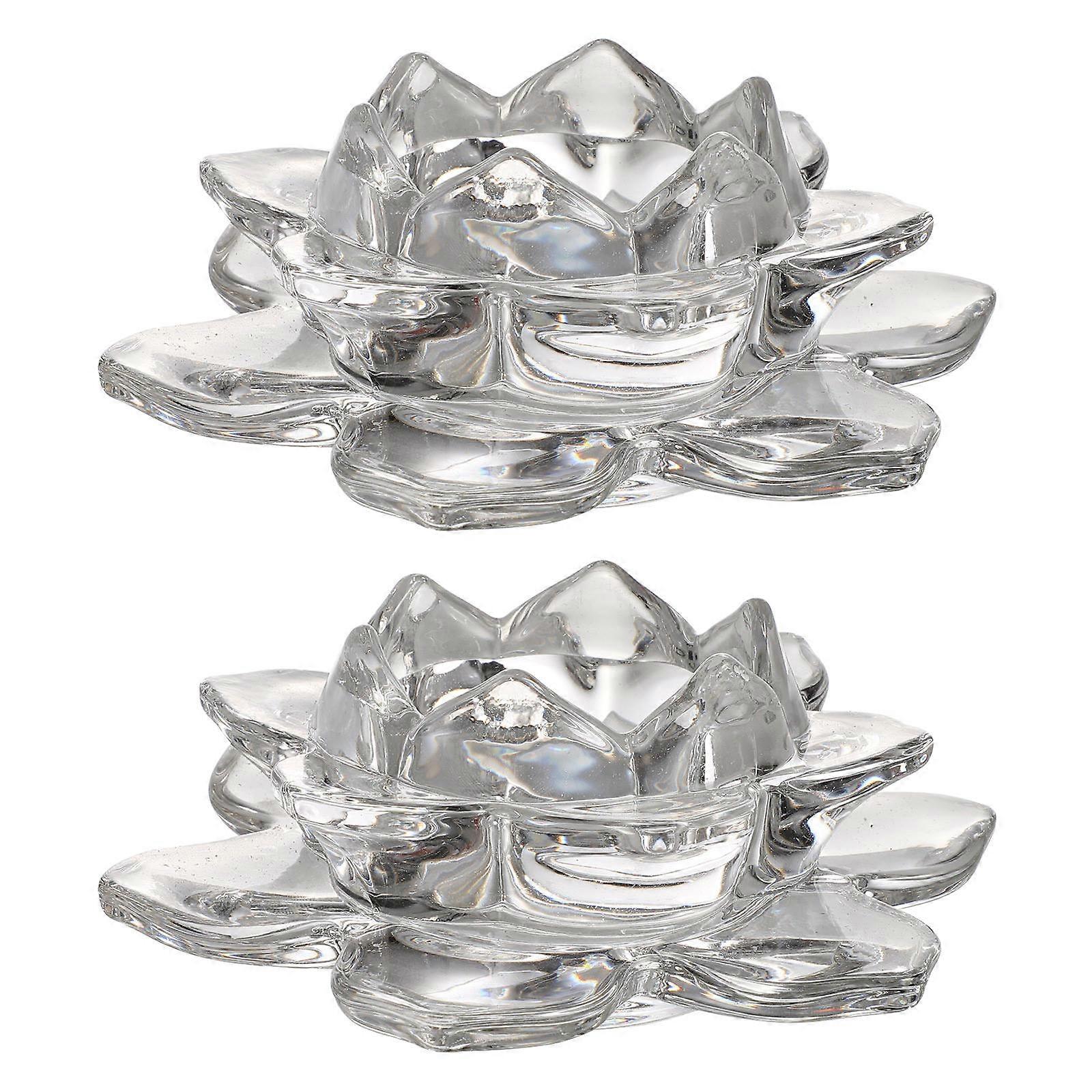 Decorative Desktop Lotus Modeling Candleholders For Home And Religious Events With Transparent Finish 6 Pcs