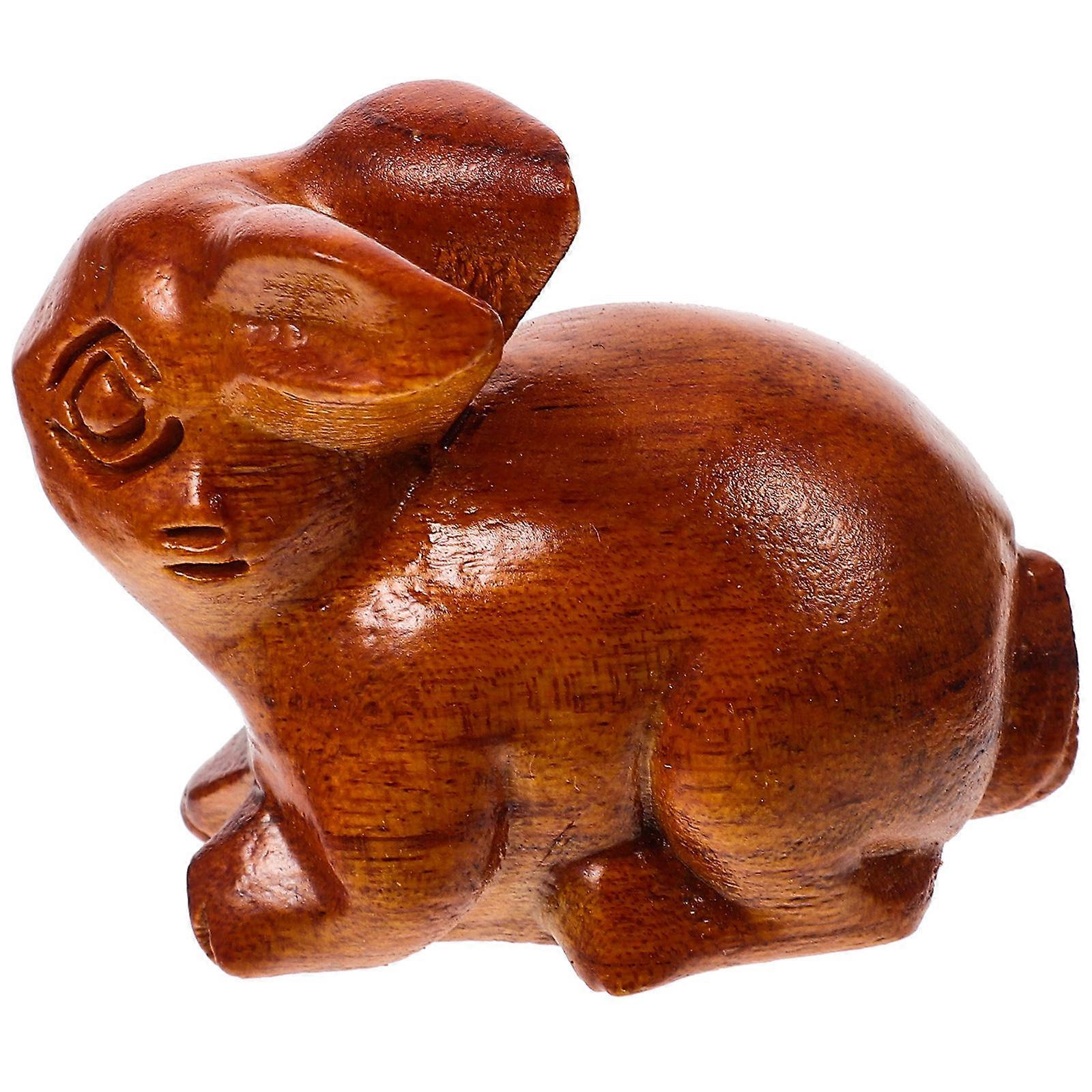 4Pcs Wood Carving Bunny Decor For Office And Home Decorations Featuring Rabbit Shape And 7X6Cm Size