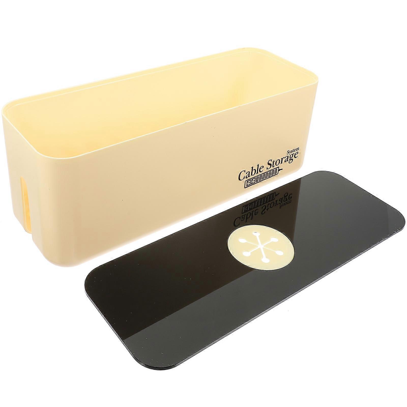 Cord Organizer Box for Electrical Cable Storage 2Pcs Beige Plastic