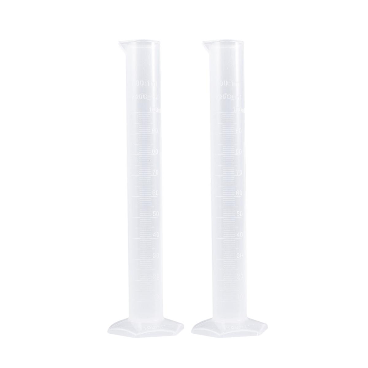 2Pcs Transparent Plastic Graduated Cylinder For Measuring And Testing Sugar Content 100ML Perfect For Science Equipment