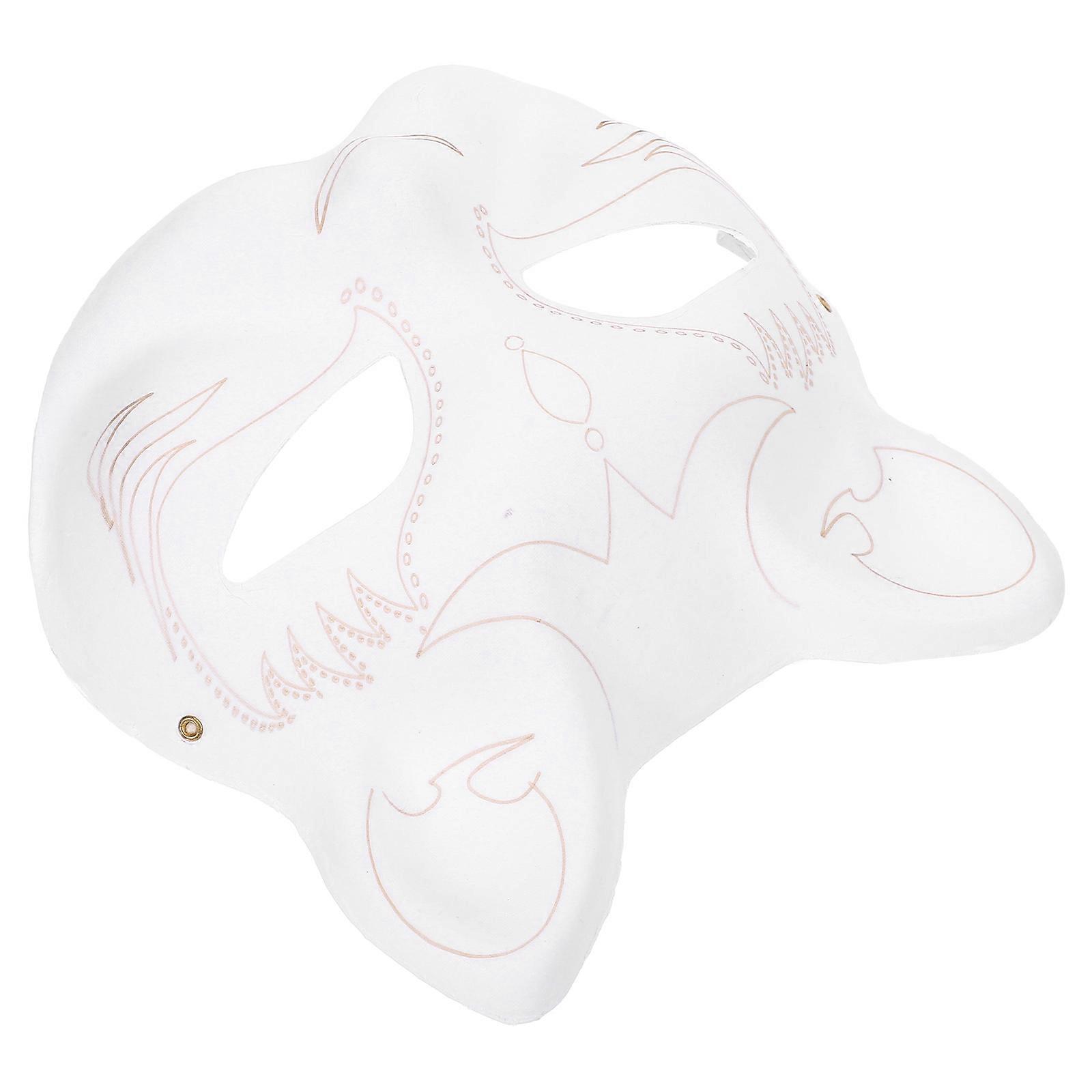 Cosplay Cat Face Mask 4Pcs White Paper Accessories For Craft Time And Party Use 18.50X17.00X0.10CM